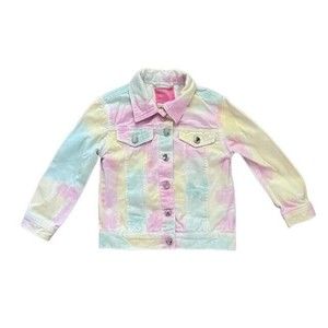 Iskand Dewdrops Tie-Dyed Girls Pastel Rainbow Denim Jacket 5